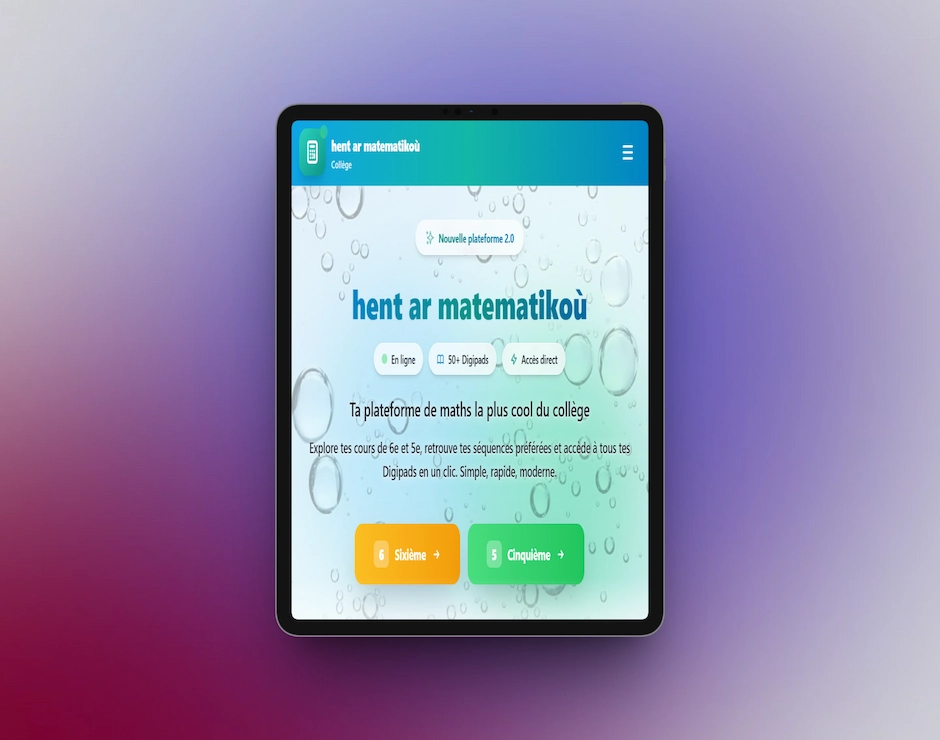 Aperçu du hub pédagogique Matematikou pour les mathématiques