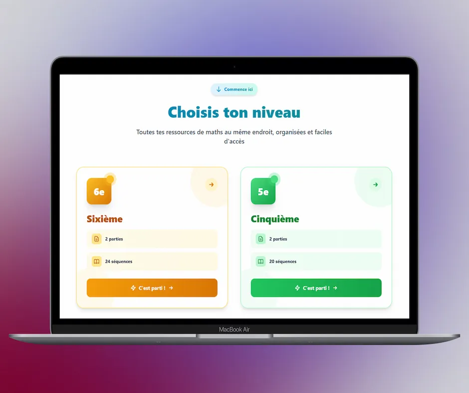 Vue des niveaux du hub pédagogique Matematikou